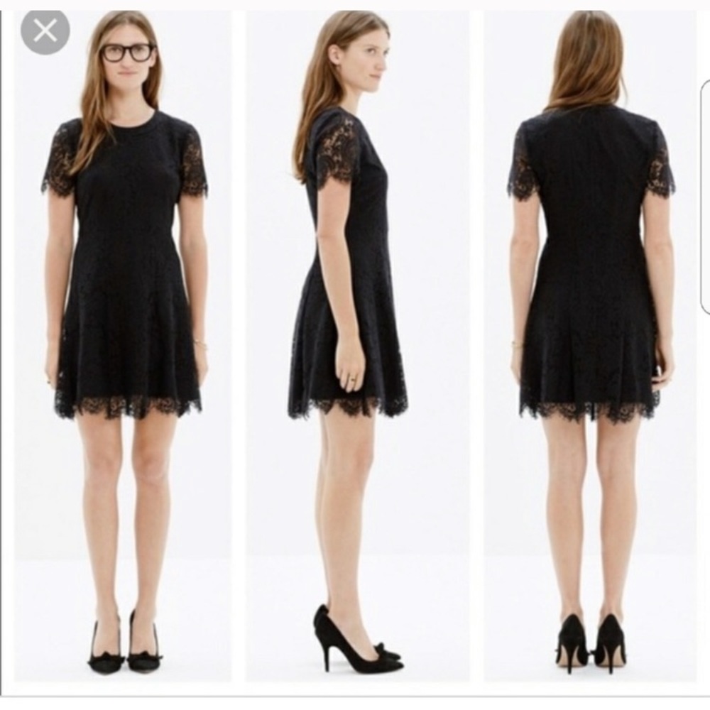 New Madewell Black Lace Shift Dress Size 0